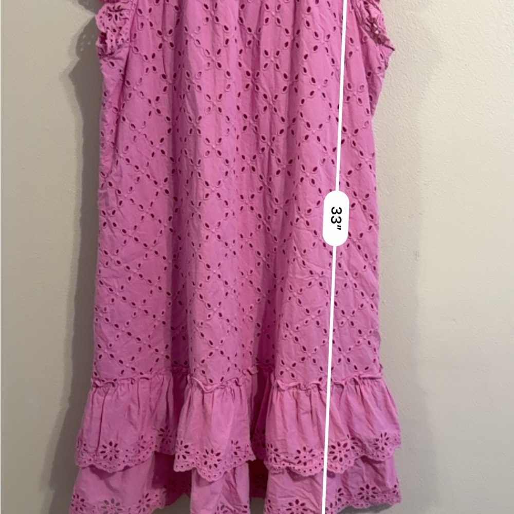 Matilda Jane Pink Eyelet Ruffle Sleeve Dress Cotton Boho Feminine S - Picture 5 of 9
